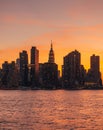 Sunset over the Manhattan skyline and East River from Long Island City, Queens, New York City