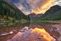 Sunset over Maroon Bells Colorado, USA Royalty Free Stock Photo