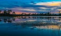 Sunset over the Marshy Pond Royalty Free Stock Photo