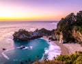 Big Sur Beach Waterfall at Dusk Royalty Free Stock Photo