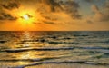 Sunset over the Mediterranean Sea off the coast of Tel Aviv Royalty Free Stock Photo