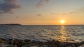 Sunset over the Mediterranean sea in Tel-Aviv, Israel Royalty Free Stock Photo