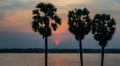 Sunset over Mekong river in Thakhek, Laos.