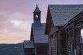 Sunset over Methodist Church steeple, Bodie, California Royalty Free Stock Photo