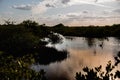 Sunset over a mexican fresh water reservoir area - Progreso, Mexico Royalty Free Stock Photo