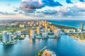 Sunset over Miami Beach, view from the air Royalty Free Stock Photo