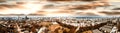 Sunset over Miami skyline, amazing aerial panoramic view Royalty Free Stock Photo