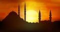 Sunset over minarets of Sultanahmet, Istanbul