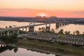 Sunset over the Mississippi River