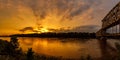 Sunset over the Missouri river in Kansas City with dramatic cloudscape Royalty Free Stock Photo