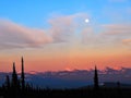 Sunset over Monashee Mountains with Full Moon