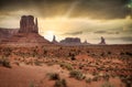 Sunset over Monument Valley Sandstone Formations Royalty Free Stock Photo