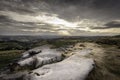 Sunset over moorland in Peak District National Park, Derbyshire, Uk Royalty Free Stock Photo