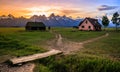 Sunset Over Mormon Row at Grand Teton National Park Royalty Free Stock Photo