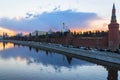 Sunset over the Moscow Kremlin, Russia Royalty Free Stock Photo