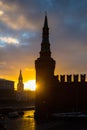 Sunset over Moscow Kremlin at winter Royalty Free Stock Photo