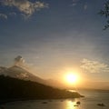 Sunset Bali vulcano bay Royalty Free Stock Photo