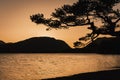 Sunset over mountain lake Royalty Free Stock Photo