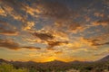 Sunset over a mountain landscape in the Sonoran Desert Royalty Free Stock Photo