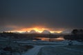 Sunset over mountain range Royalty Free Stock Photo