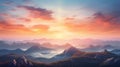 Sunset Over Mountain Range Royalty Free Stock Photo