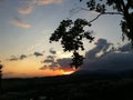 Sunset with thundercloud over the mountain