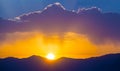 Sunset over the mountains Royalty Free Stock Photo