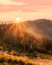 Sunset over mountains. Olympic National Park, Washington. Royalty Free Stock Photo