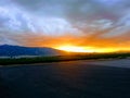 Sunset over the mountains Royalty Free Stock Photo