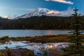 Sunset over Mt Rainier from Rimrock lake Royalty Free Stock Photo