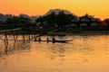 Sunset over Nam Song River in Vang Vieng, Laos Royalty Free Stock Photo