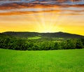 Sunset over National park Sumava Royalty Free Stock Photo