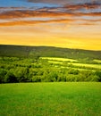 Sunset over National park Sumava Royalty Free Stock Photo