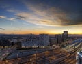 Sunset over the new Main Railway Station of Vienna Royalty Free Stock Photo