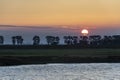 Sunset over Normandy fields in France Royalty Free Stock Photo