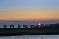 Sunset over Normandy fields in France Royalty Free Stock Photo