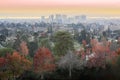 Sunset over Oakland via Mountain View Cemetery Royalty Free Stock Photo