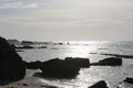 Sunset over the ocean and beach on a nice winter day viewed from Camps Bay near Cape Town South Africa Royalty Free Stock Photo