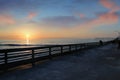 Sunset over the Ocean Beach Pier near San Diego, California Royalty Free Stock Photo