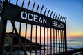 Sunset over the Ocean Beach Pier near San Diego, California Royalty Free Stock Photo