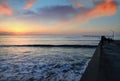 Sunset over the Ocean Beach Pier near San Diego, California Royalty Free Stock Photo