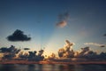 Sunset over the Ocean with Clouds Royalty Free Stock Photo