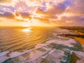 Sunset over ocean and coastline in Australia. Royalty Free Stock Photo