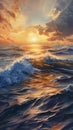 Sunset over the ocean with dramatic clouds Royalty Free Stock Photo