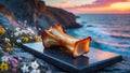 Roasted Bone Marrow on Coastal Cliff at Sunset Royalty Free Stock Photo