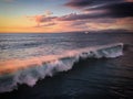 Sunset over the ocean in Manhattan Beach, California, USA, January 2019