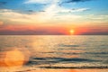 Sunset over ocean, nature composition. Travel. Royalty Free Stock Photo