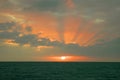 Sunset over the ocean in the sea of Abaco. Bahamas