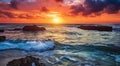 sunset over the ocean, sunset over the sea, fantastic sunset scene over the ocean, sun reflection on the lake Royalty Free Stock Photo