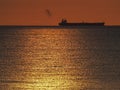 Boat Sunset over the ocean Curacao Views Royalty Free Stock Photo